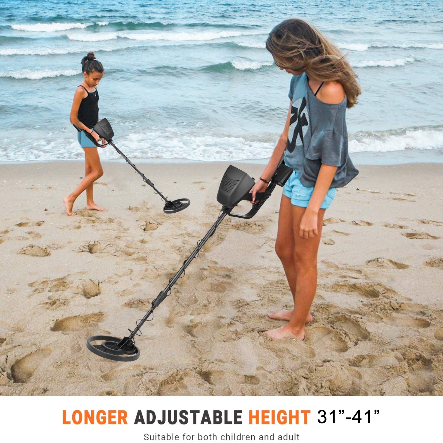 MD-4080 Metal Detector Adjustable Waterproof Metal Finder with DISC and Pinpoint Modes Audio Prompt Lightweight