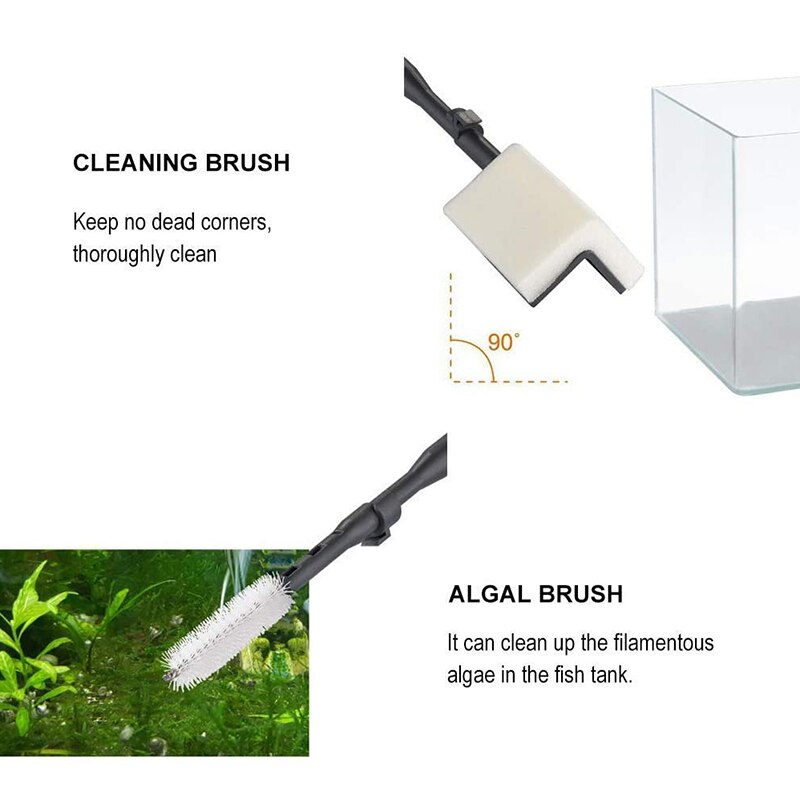 Cleaning Tool 6 in 1 Fish Tank Cleaning Kit Algae Scraper Scrubber Pad Adjustable Long Handle Fish Tank Cleaning Kit