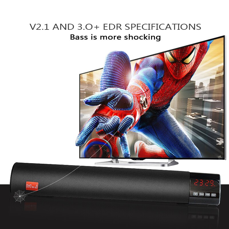 M & J 10W HIFI altavoz inalámbrico portátil con Bluetooth estéreo barra TF USB FM 3D Surround Subwoofer columna para computadora TV teléfono