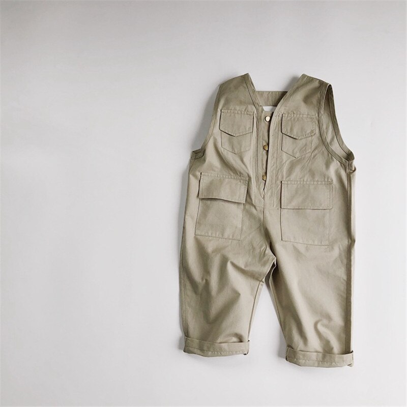 Peuter Kids Meisjes Jongens Overalls Koreaanse Mode Mouwloze Single Breasted Rompertjes Jumpsuit Kinderen Clothings HD05