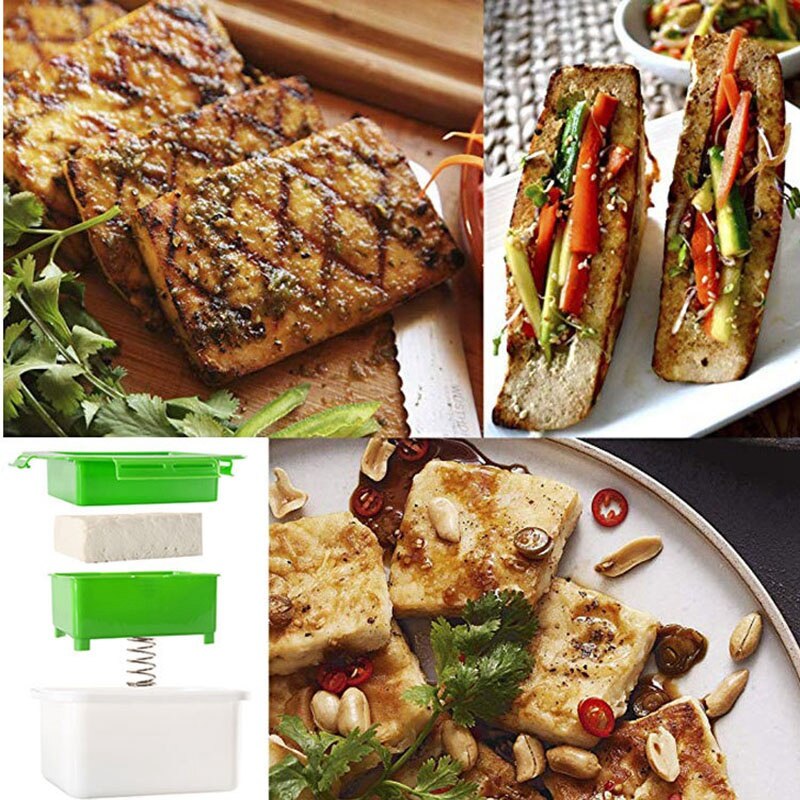 DIY Grün Kunststoff Tofu Presse Schimmel Hausgemachte Tofu bilden Soja Quark Tofu, Der bilden mit Käse Tuch Küche Kochen