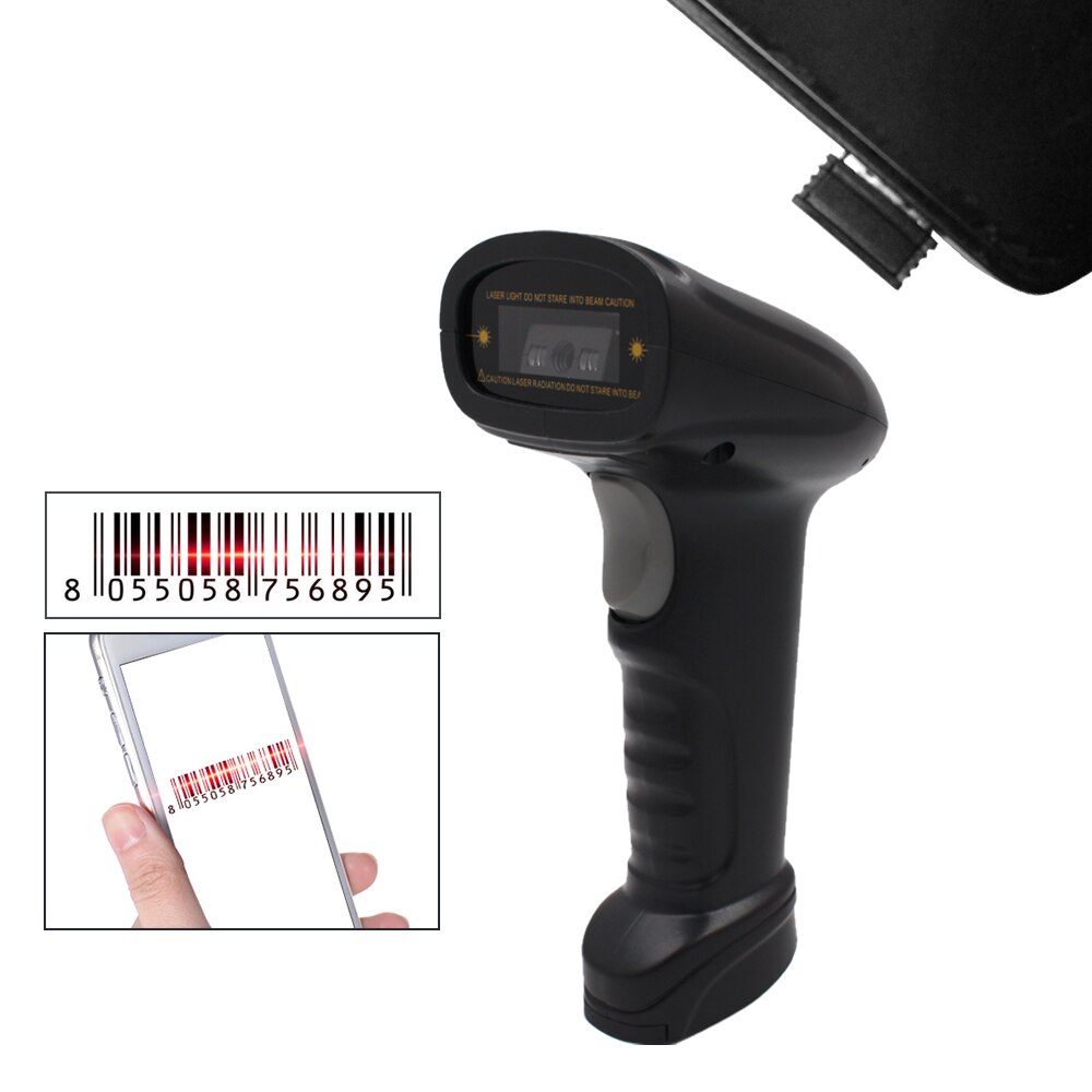 Aibecy Handheld 2.4G Wireless USB Wired 1D Barcode Scanner CCD Bar Code Reader for Windows Mac Android OS