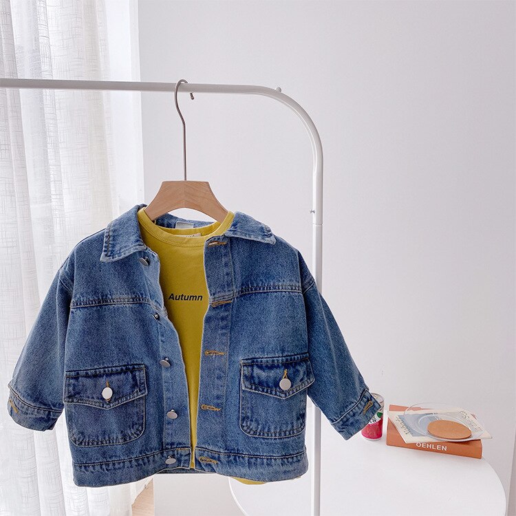 5160 Autumn Kids Girls Denim Jacket Button Coat Cool Boys Outwear Tops Streetwear 1-9 Years Denim Jacket For Kids