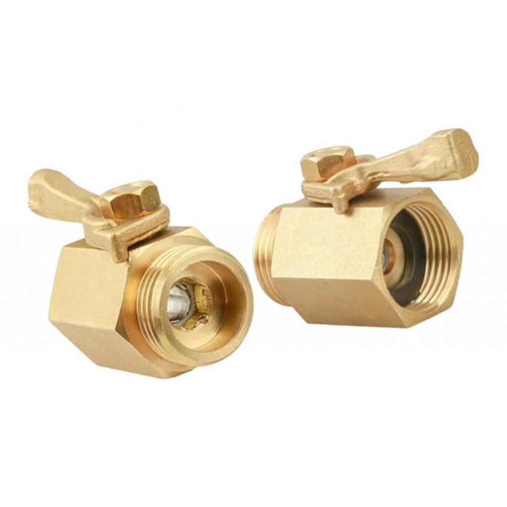 2pcs Heavy Duty 3/4" Thread Brass Shut Off Valve with Garden Hose Connector