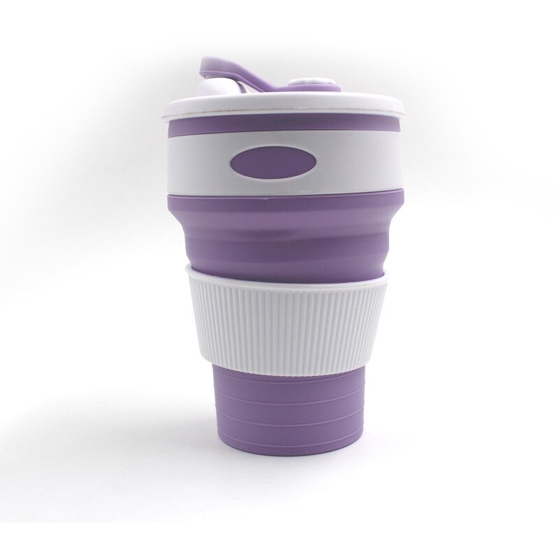 Siliconen Cup Drinken Inklapbare Koffie Cup 5 Kleuren Folding Draagbare Siliconen Telescopische 1 Pc: Lilac purple