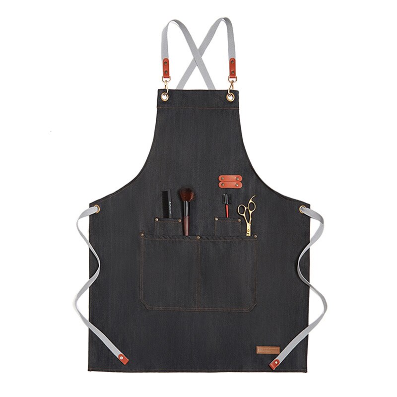 Effen kleur koken keukenschort voor vrouwen mannen chef-kok ober café winkel bbq kapper schorten slabbetjes keuken accessoire: Zwart een