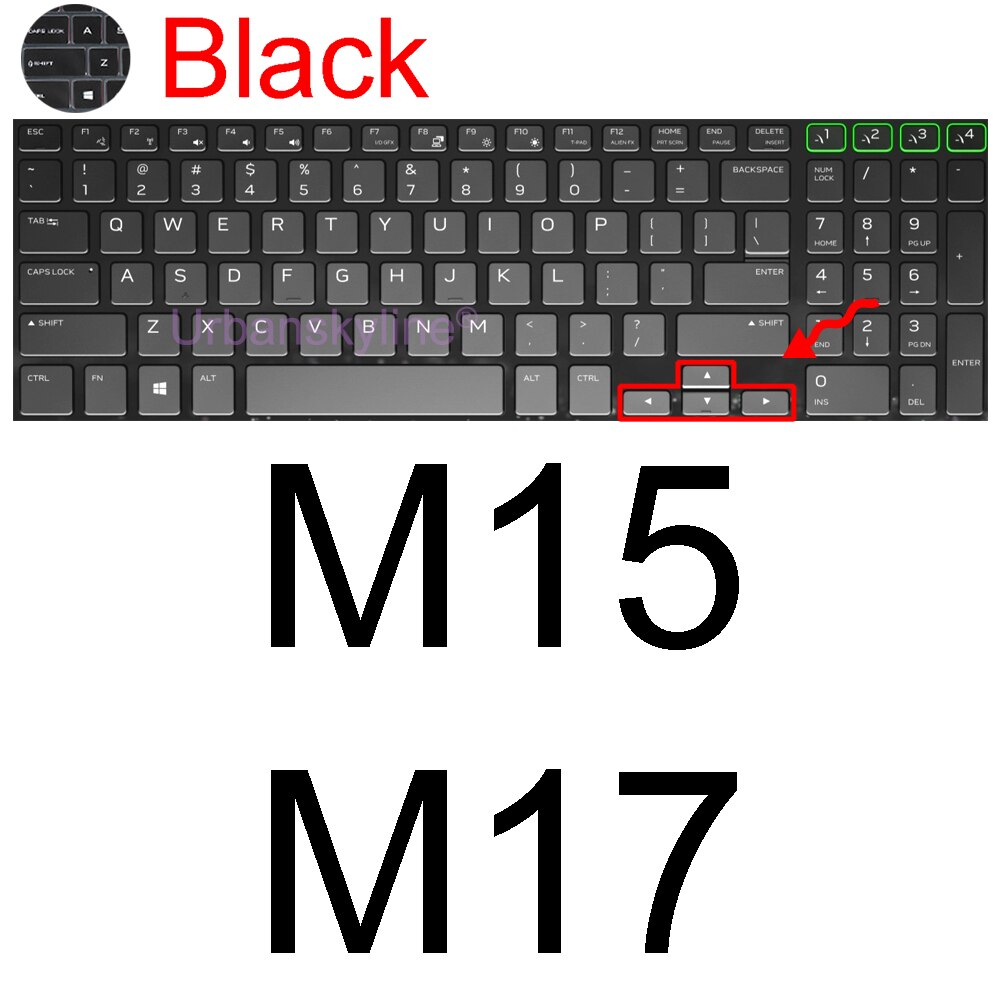 Keyboard Cover for Alienware M15 R7 M17 R5 R6 X14 X15 R1 X17 R2 Area-51m R3 R4 13 14 15 17 18 Protector Skin Case Silicone ALW: Black M15 M17
