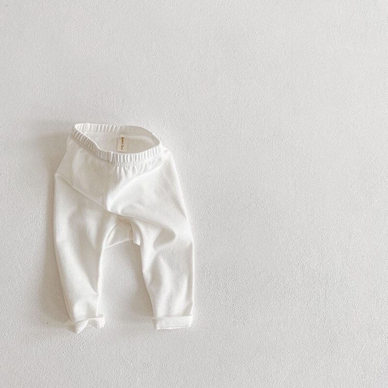 Pantaloni per bambini in morbido pizzo lavorato a maglia per ragazzo collant Leggings per ragazze pantaloni autunno Leggings per bambini Leggings a coste in cotone pettinato per bambina: Rice white / 3T