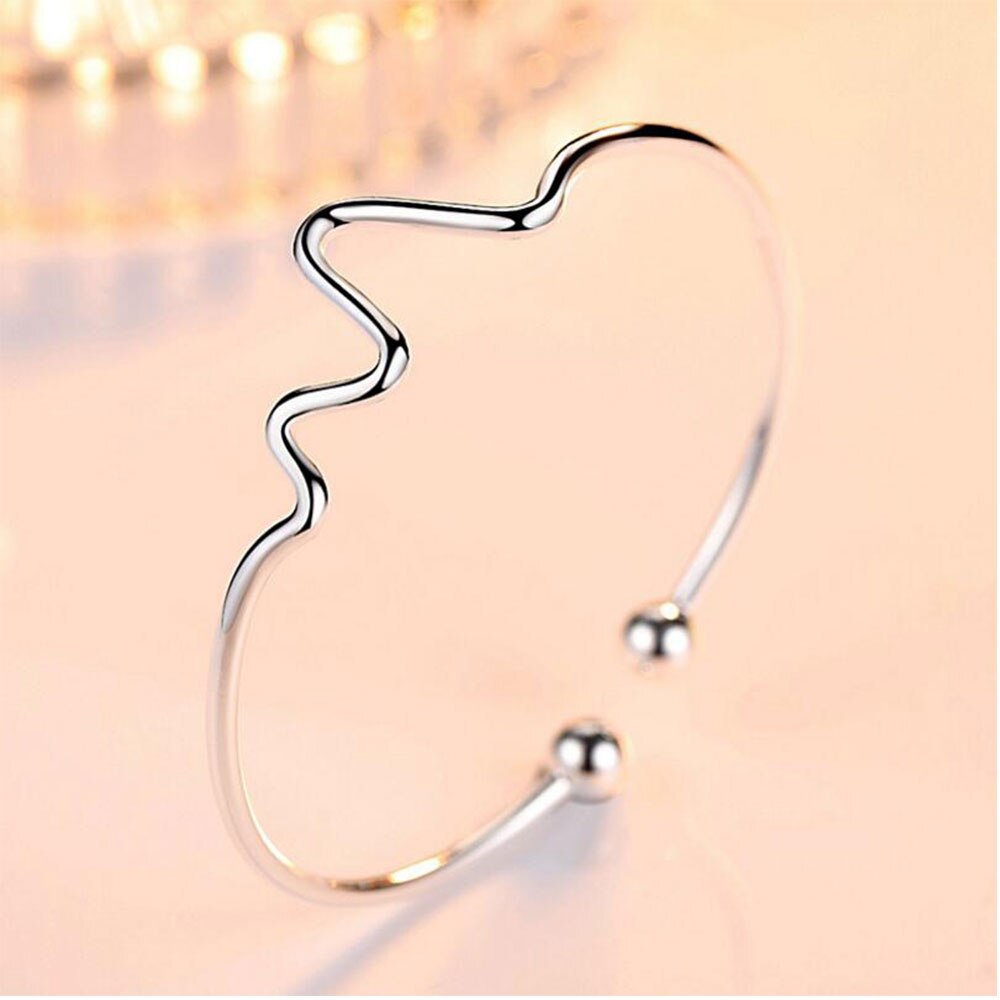 Anenjery Neue Silber Farbe EKG Herzschlag Manschette Armbänder & Bangls Für Frauen Spulseras S-B95