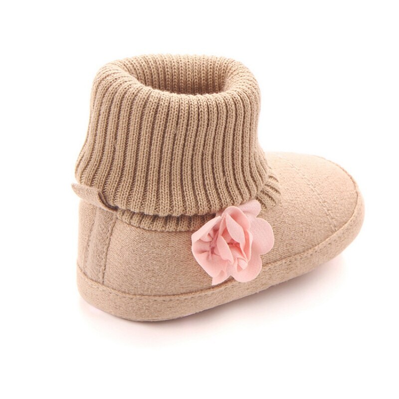 Arrivals Flower Inlay Special Baby Toddler Prewalker Baby Girl Winter Warm Knit Boots Shoes For Girls 0-12 Months