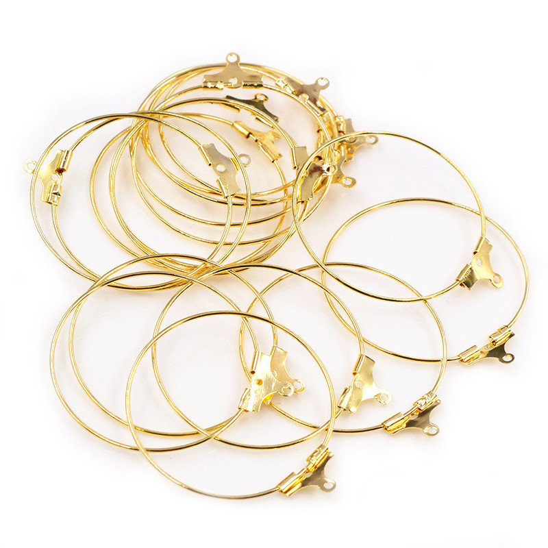 30 Uds 20 25 30 35 40 45mm pendientes de aro hallazgos círculo grande aros de alambre para oreja pendientes para DIY joyería suministros Accesorios