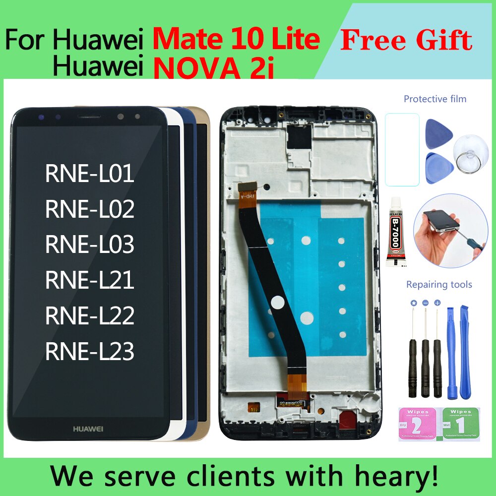 Original LCD Für Huawei Kamerad 10 lite Anzeige Touchscreen mit Rahmen Für Huawei Nova 2i LCD Anzeige Bildschirm Ersatz reparatur Teile