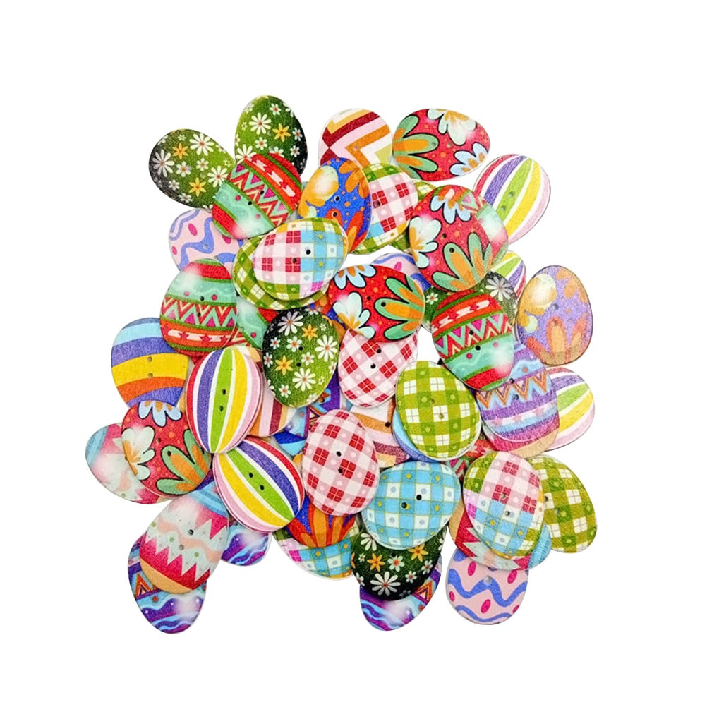 50 Stuks Houten Knoppen Paaseieren Gemengde 2 Gaten Knop Voor Naaien Scrapbooking Ambachten Diy