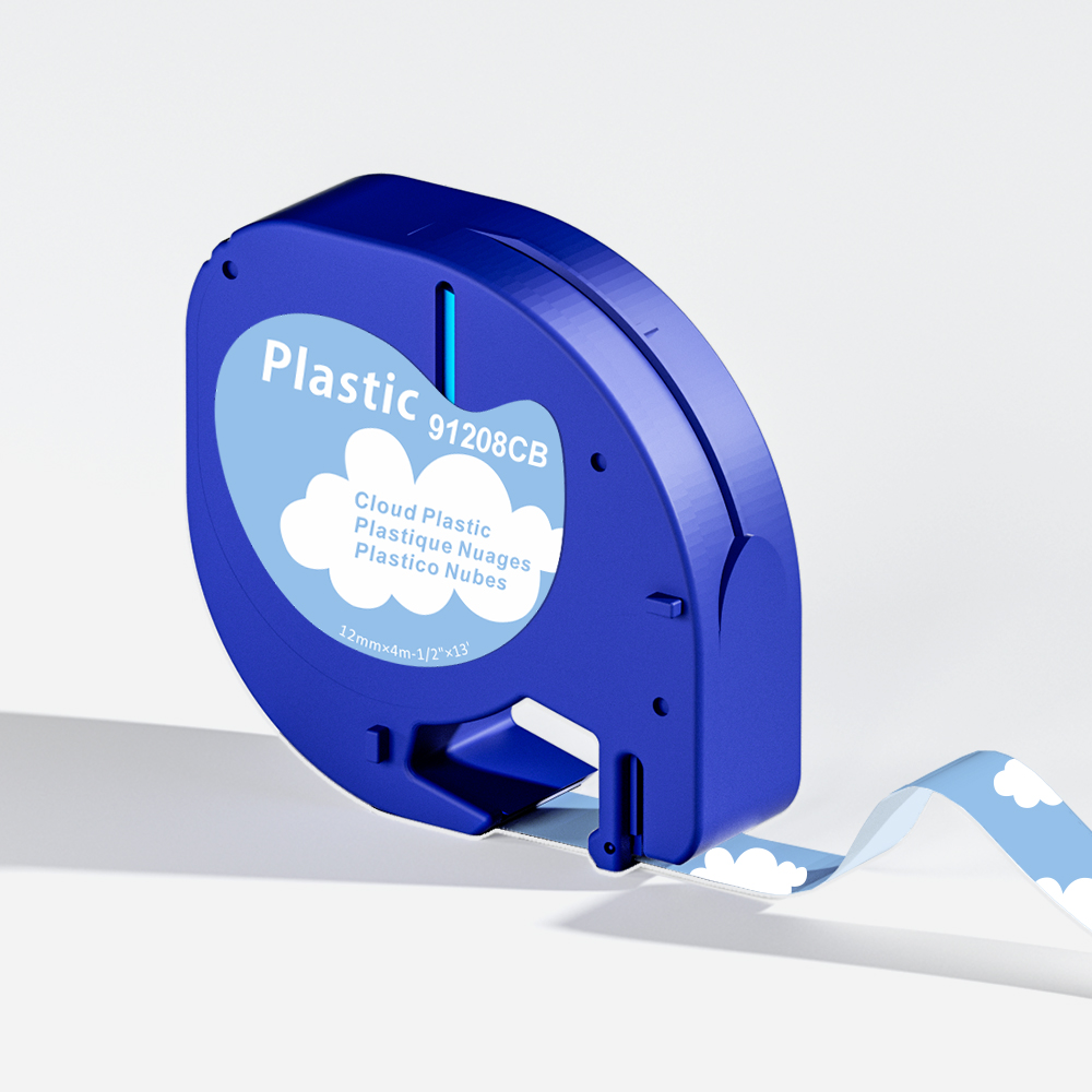 Pour ruban d'étiquettes Letratag 12mm cartouche plastique/papier/tissu noir sur blanc 91201 pour Dymo LetraTag LT-100H étiqueteuse 200B QX50