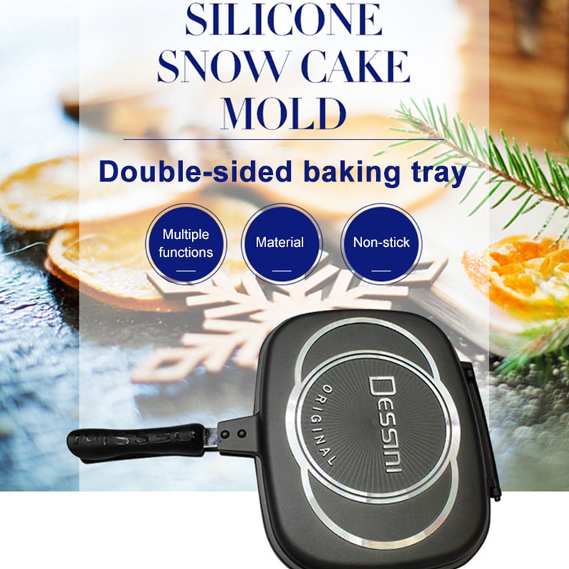 Dubbelsidig ugnsform rökfri stekpanna gasspis dubbelsidig non-stick plattbottnad gryta för stek grill