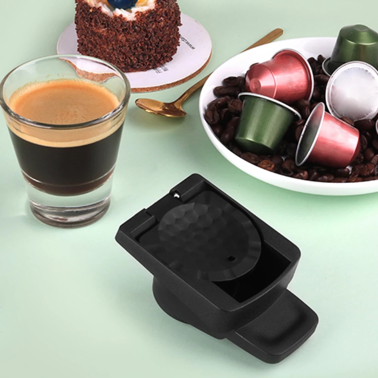 Adaptador de cápsula Nespresso, 1 unidad, Dolce Gusto Original, convertidor reutilizable, Compatible con piezas, respetuoso con el medio ambiente