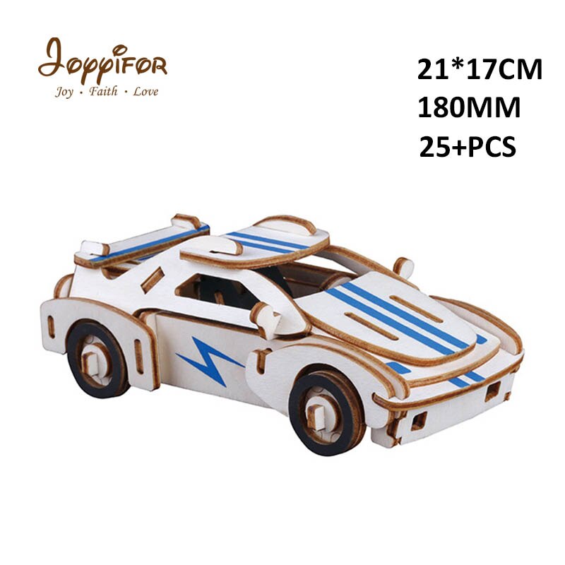 3D personality Wooden three-dimensiona Sports car, racing carDIY simulation model children's educational toys: Gold