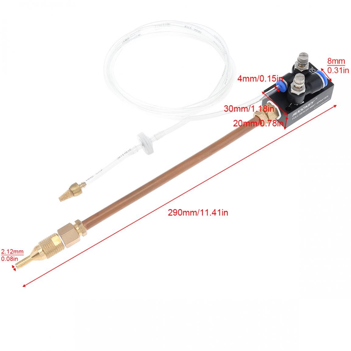 Mist Coolant Lubrication Spray System 20cm Copper Pipe and Check Valve for Metal Cutting Engraving Cooling Machine/CNC Lathe