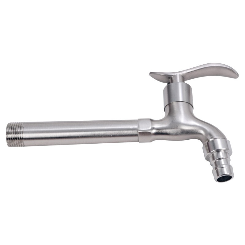 17cm Stainless Steel Lengthen Faucet Wall Mounted Washing Machine Faucet Mop Pool Tap Outdoor Garden Bibcock Single Cold Faucet