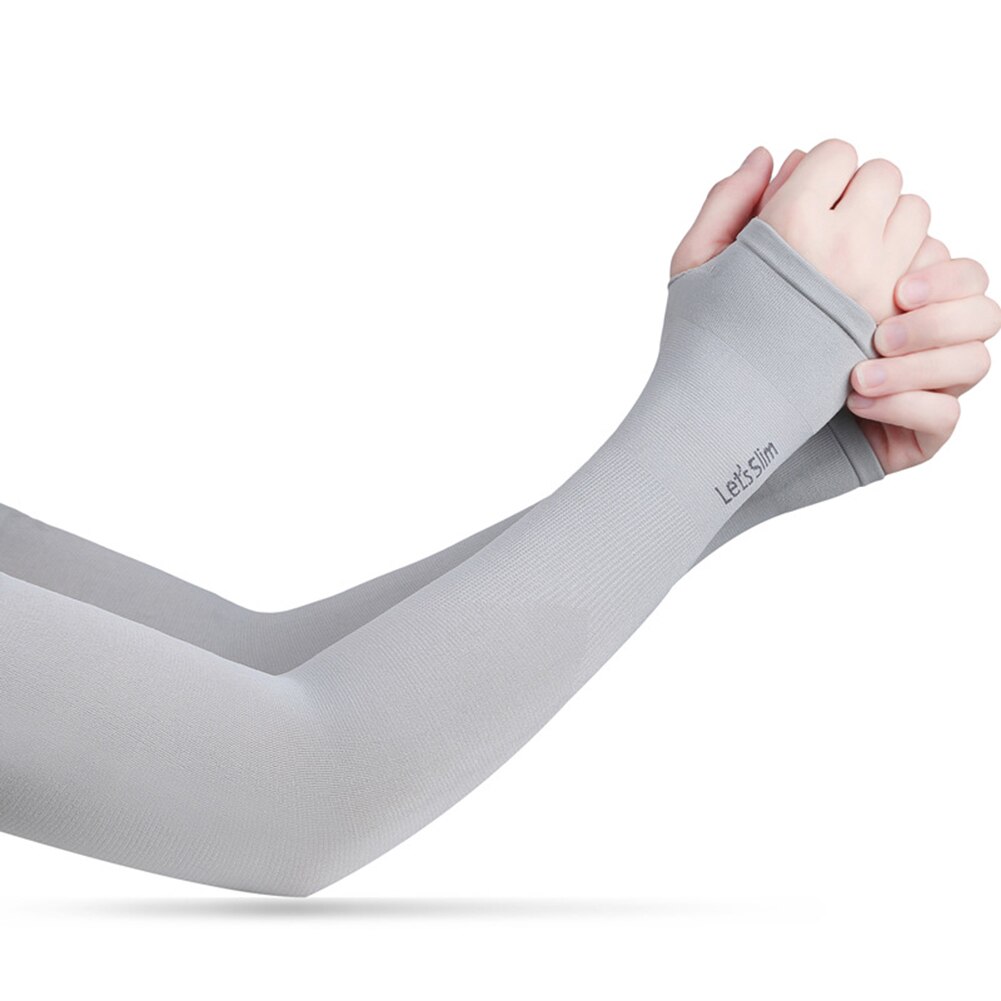 1 Pair Men Women Arm Sleeves Summer Sun UV Protection Ice Cool Cycling Running Fishing Climbing Driving Fitness Arm Cover: Gray