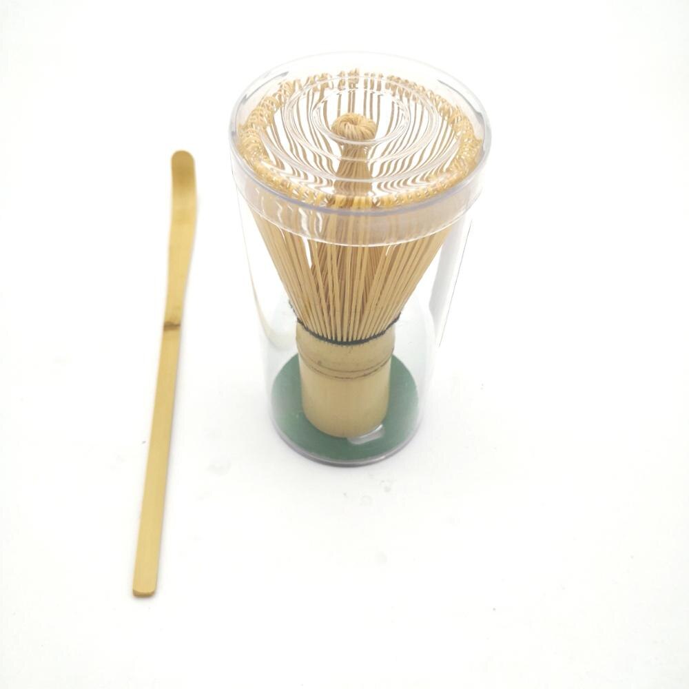 Matcha te sæt / bambus matcha piskeris (chasen), traditionel scoop (chashaku), teske, rustfrit stellsifter