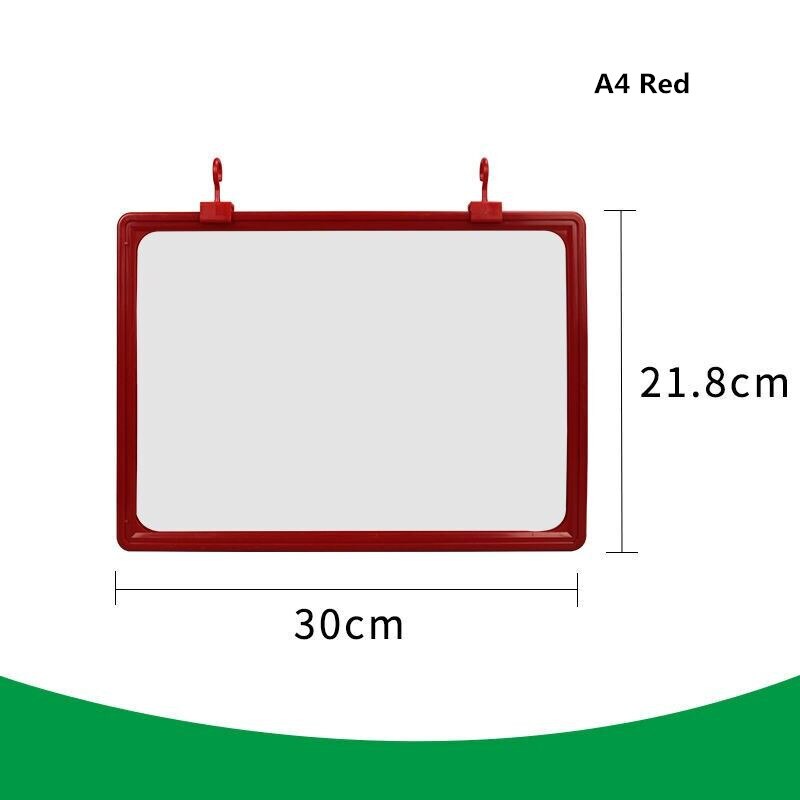 A4 Plastic Supermarket Poster Hanger Frame Hanging Kit Shop Product Name Price Listing Advertising Display Frame With Pop Clip: Red