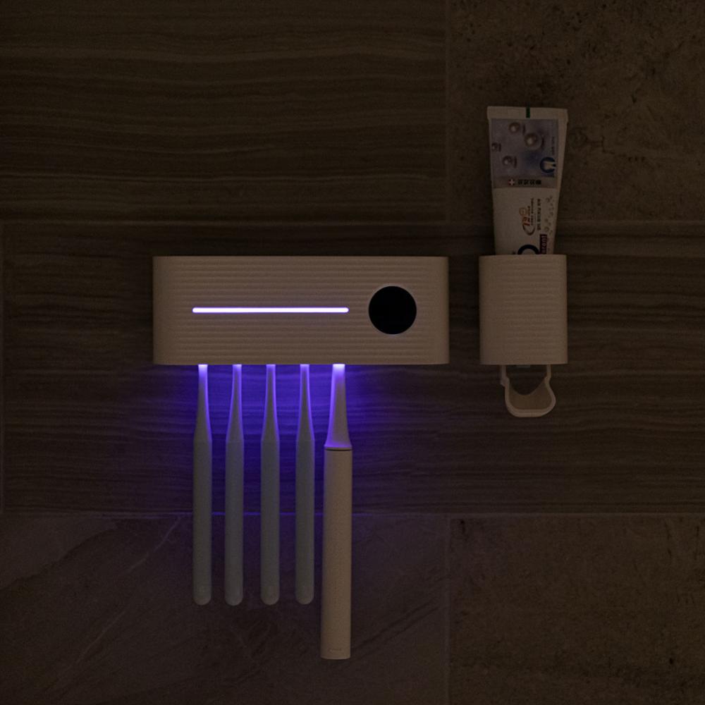 Xiaomi Mijia UVC Ultraviolet Sterilization Air-dry Toothbrush Holder Toothpaste Dispenser Rack Wall-mounted Bathroom Accessories
