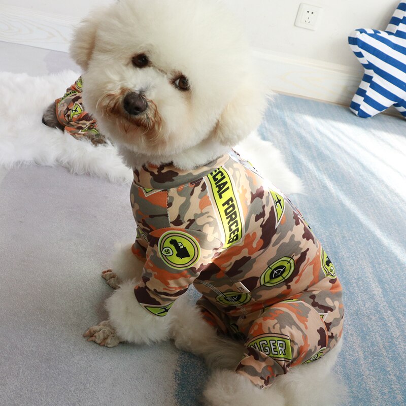 Mono de algodón con estampado para perros, monos finos para mascotas, ropa de cachorro con estampado de pijama de vientre protector para perros pequeños, Sudadera para perro Chihuahua y Caniche