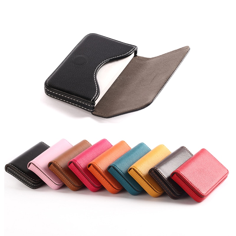 BONAMIE Large Capacity Unisex Business Card Case ID Pouch Women Pu Leather Card Box Man Credit Card Holder Black Brown