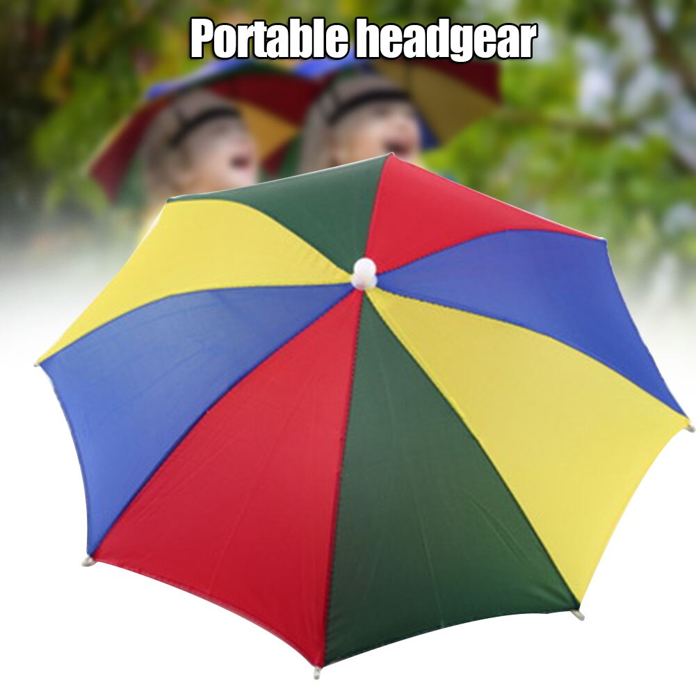 50 Cm Regenboog Paraplu Hoed Opvouwbare Portable Voor Volwassenen Kids Reizen Wandelen Vissen YA88