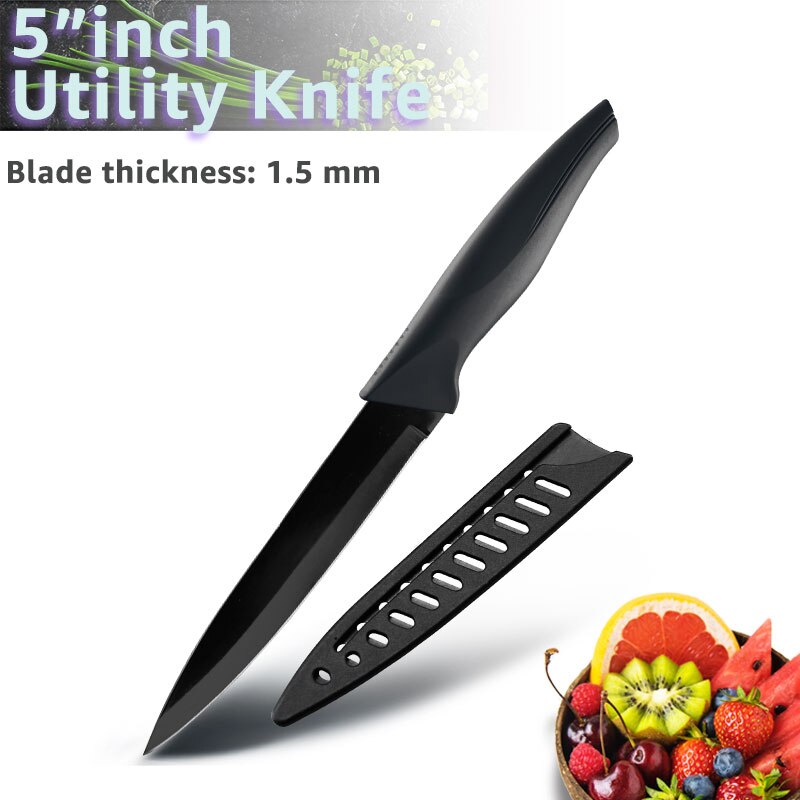Küche Messer 3,5 5 7 8 zoll 1-6 einstellen Koch Edelstahl Nicht Stock Klinge X50CrMov15 Brot Schneidemaschine Dienstprogramm Santoku Messer: 5 Zoll Dienstprogramm Messer