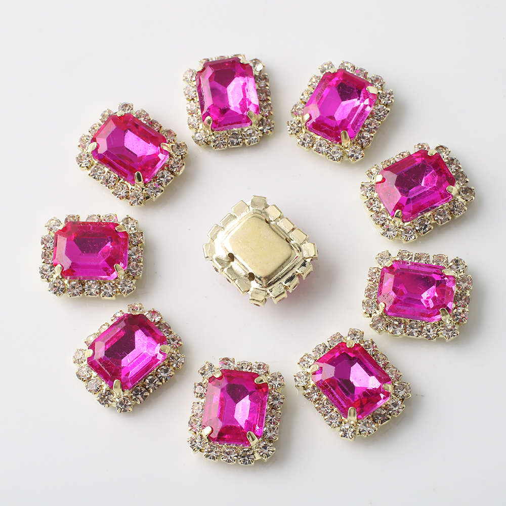 12X14mm 10 Uds diamante Rectangular con incrustaciones de cuatro agujeros garra diamante DIY joyería zapatos para el cabello sombreros materiales accesorios de diamantes de agua: Azul