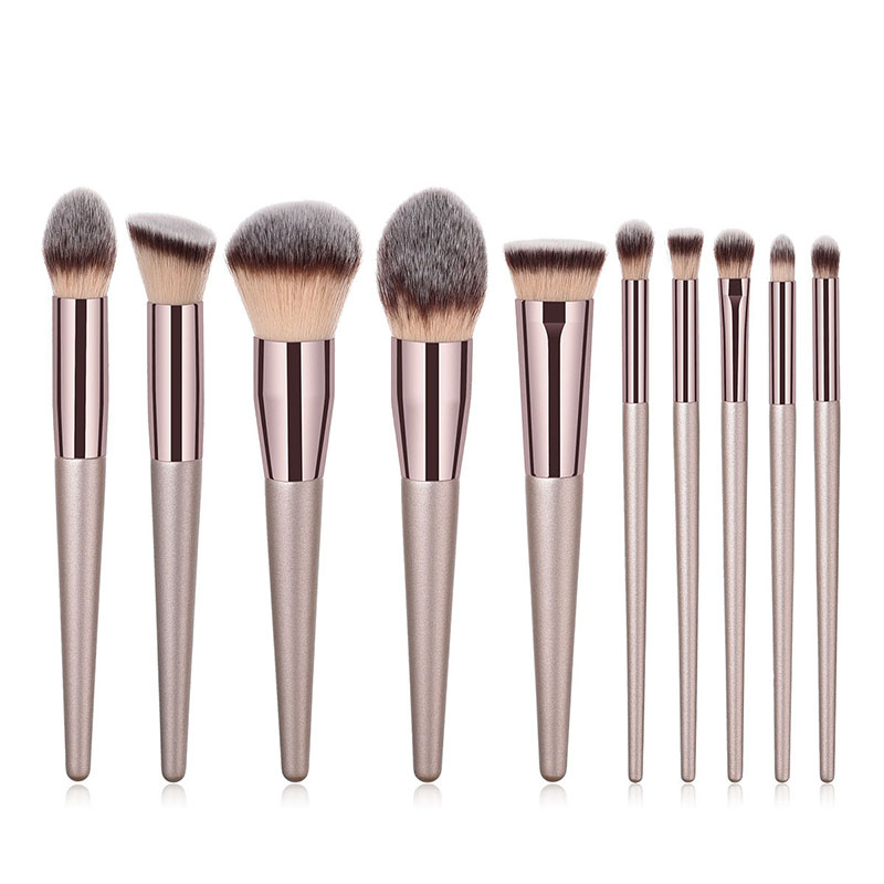 Ensemble de pinceaux de maquillage Champagne pour femmes fond de teint cosmétique poudre Blush fard à paupières Kabuki mélange pinceau de maquillage outils de beauté