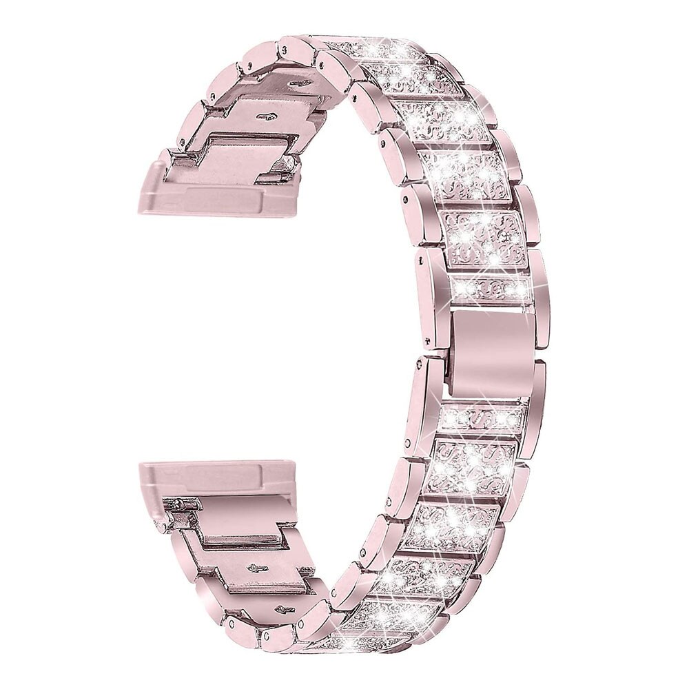 Smykker bling bånd til fitbit sense/versa 3 bånd til kvinder mænd erstatning rhinestone armbånd metal rem til fitbit versa 3: Lyserød / Fitbit versa 3