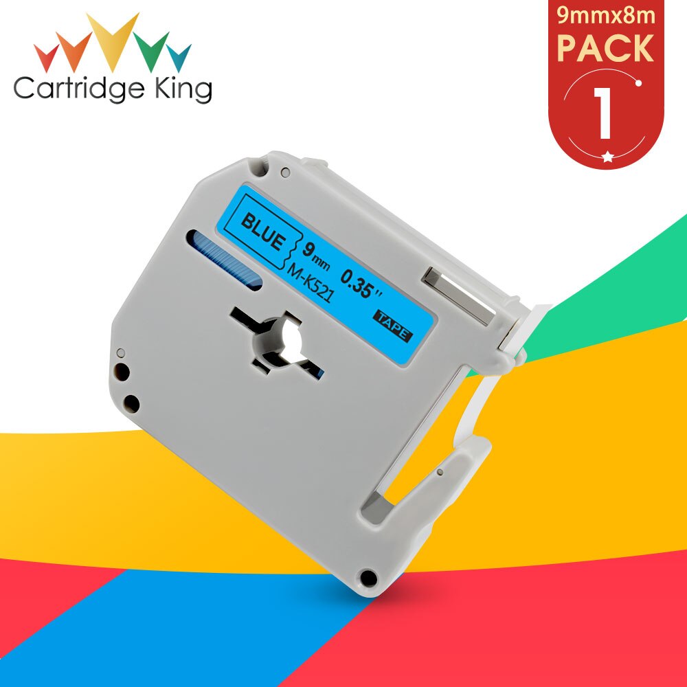 9mm M Tape MK221 Compatible for Brother MK-121 M-K221 MK-421 MK-521 Work for Brother P-touch Label Printer PT-90 PT80 PT70 PT65: Black on Blue / 9mm