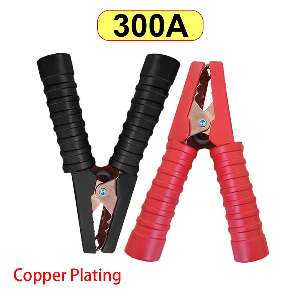 Pinzas de cocodrilo de cobre puro chapadas en cobre 50A 300A, Terminal de batería eléctrica, conector de prueba de abrazadera de cocodrilo para Cables de puente: Rojo