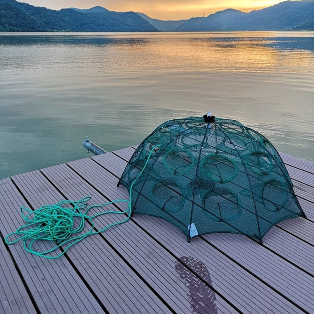 Filet de pêche automatique 4-20 trous Cage à homard en Nylon pliable piège à crabe filet de coulée renforcé filet de pêche pliant