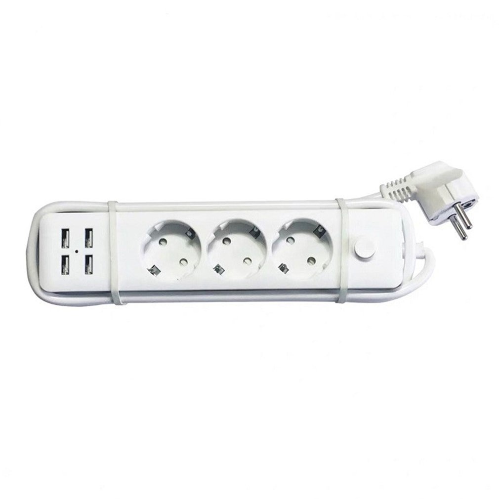 EU plug 4USB+3 Plug Extension Socket Extension Cord 1.8M Power Strip Protector Overload Protection Switched