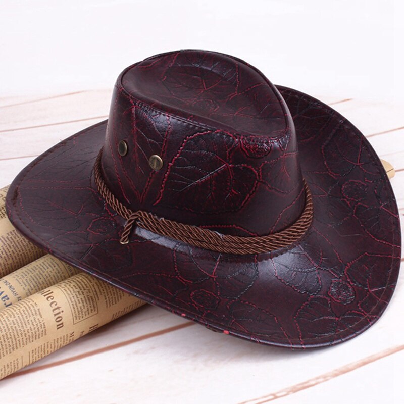 Mongolischen Grünland Hütte Leder Westlichen Hütte Western Cowboy Sonnenhut: HT1905DBR