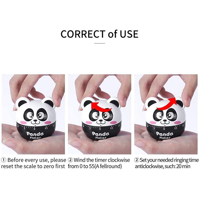 Minuterie de cuisine en forme de Panda, 60 minutes, facile à utiliser, aide à la cuisson, outils ménagers, décoration de la maison