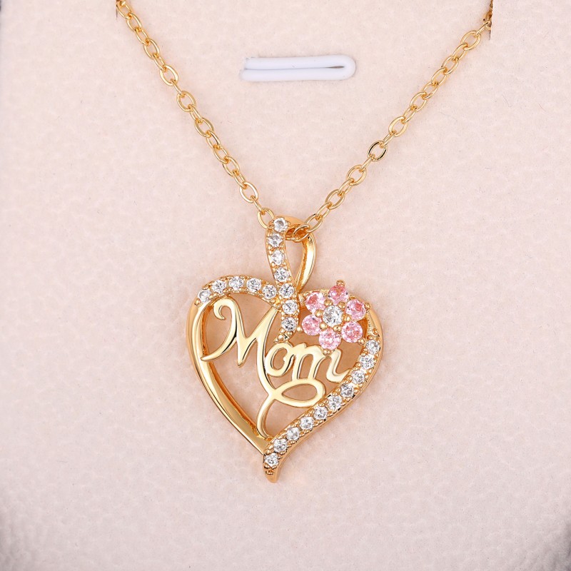 Huitan dia das mães colar para a mãe luxo na moda craved pingente colar flor rosa estética pescoço acessórios amor jóias