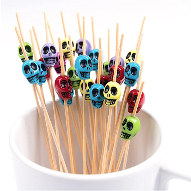 50pcs jetable en bois fruits pics apéritif boisson Cocktail boisson bâtons cure-dents pour fête de mariage Barbecue anniversaire