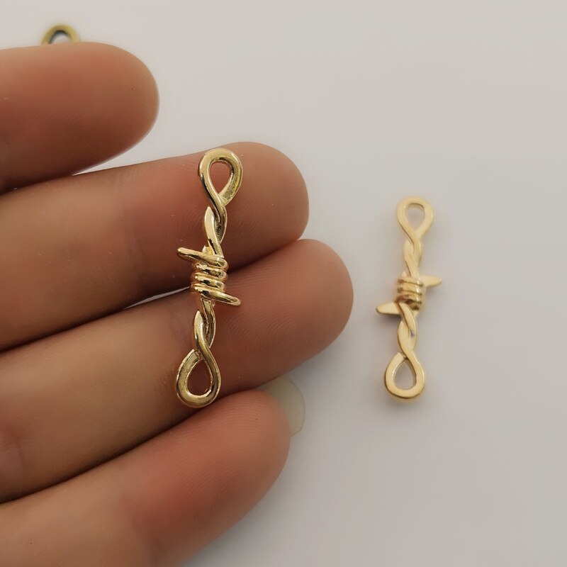10 stk 3d torne metalforbindelser vedhæng gotisk halskæde armbånd gør-det-selv torne charme smykker håndværk: Kc guld