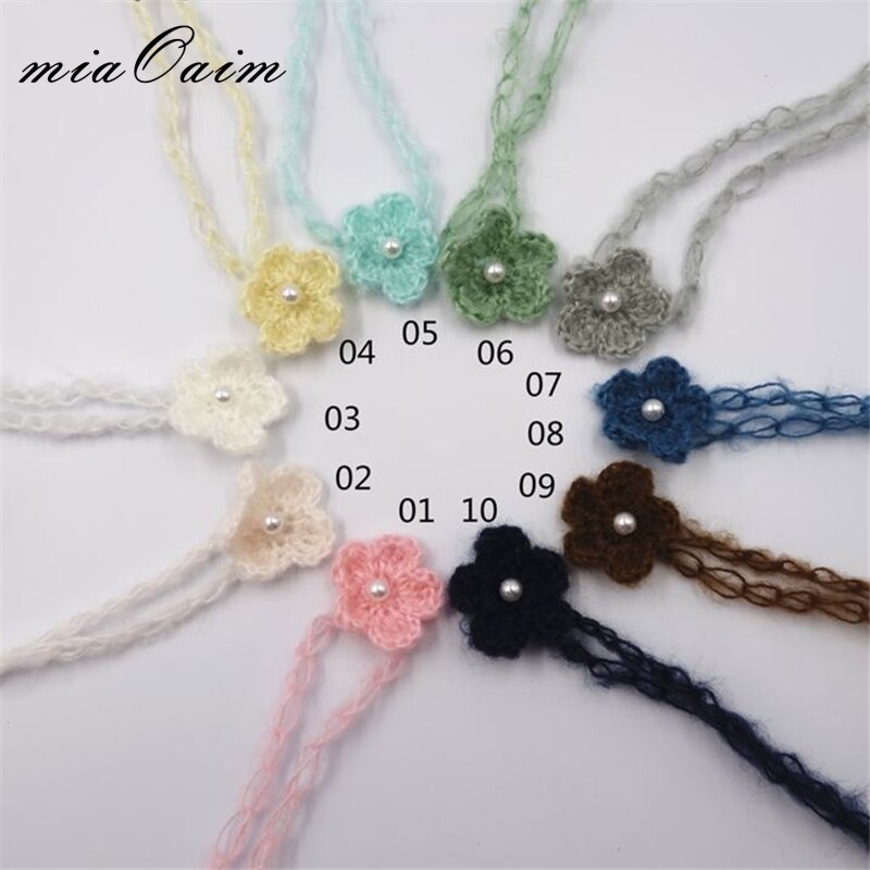 10 stks/partij Handcroche Mohair Baby Meisje Hoofddeksels Haarband Haar Decoratie Baby Shower Hoofdtooi Baby Fotografie Props