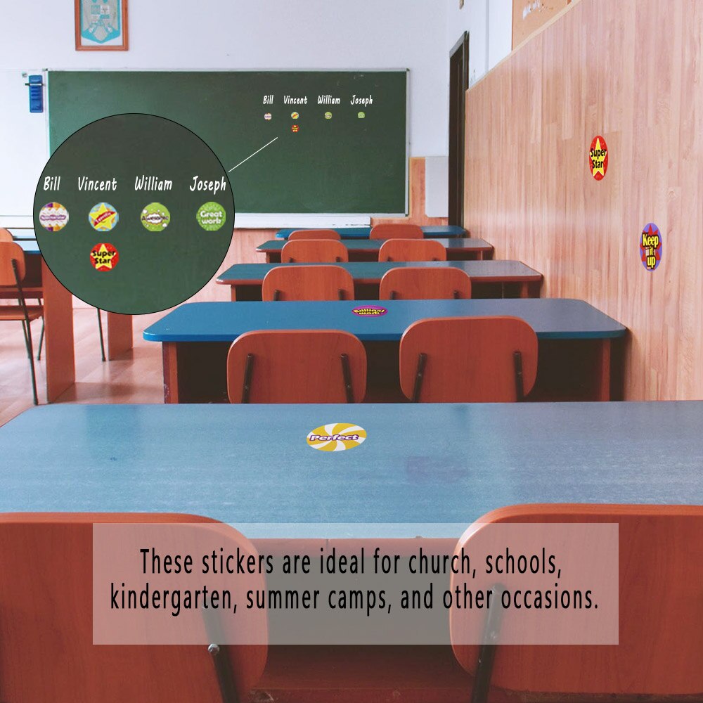 500Pcs Beloning Stickers 1 Inch Aanmoediging Sticker Roll Voor Kids Motivatie Stickers Met Schattige Patroon Voor Studenten Leraren