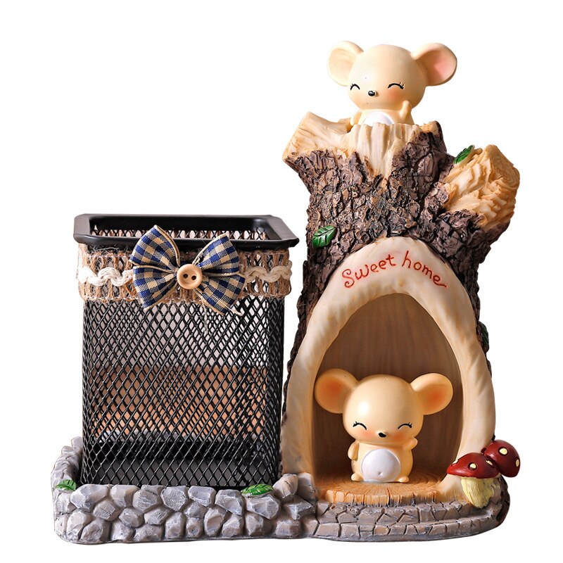 Schattige muis met grote oren, penhouderdecoratie, studentdecoratie, decoratie, harsambachten