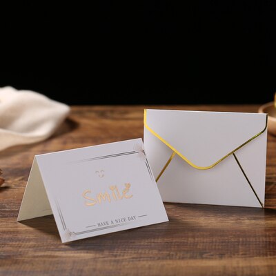 1pc greeting card simple blank blessing greeting card thanksgiving message birthday card engagement wedding: smile