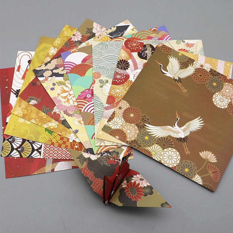 15cm 48pcsHandmade paper origami antique printing production love paper cranes special materials square patterns folding flowers