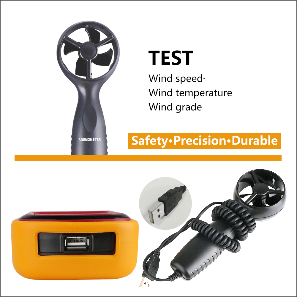 RZ Anemometer Wind Speed Meter Digital Wind Meter Handheld Digital Air Velocity Range 0.18-45m/s Wind Speedometer Sensor