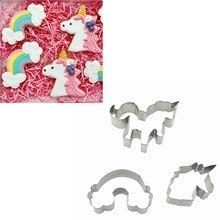 3 Stks/set Eenhoorn Cookie Cutter Rvs Cut Snoep Biscuit Mold Koken Gereedschap Rainbow Cake Fondant Cutters Mould